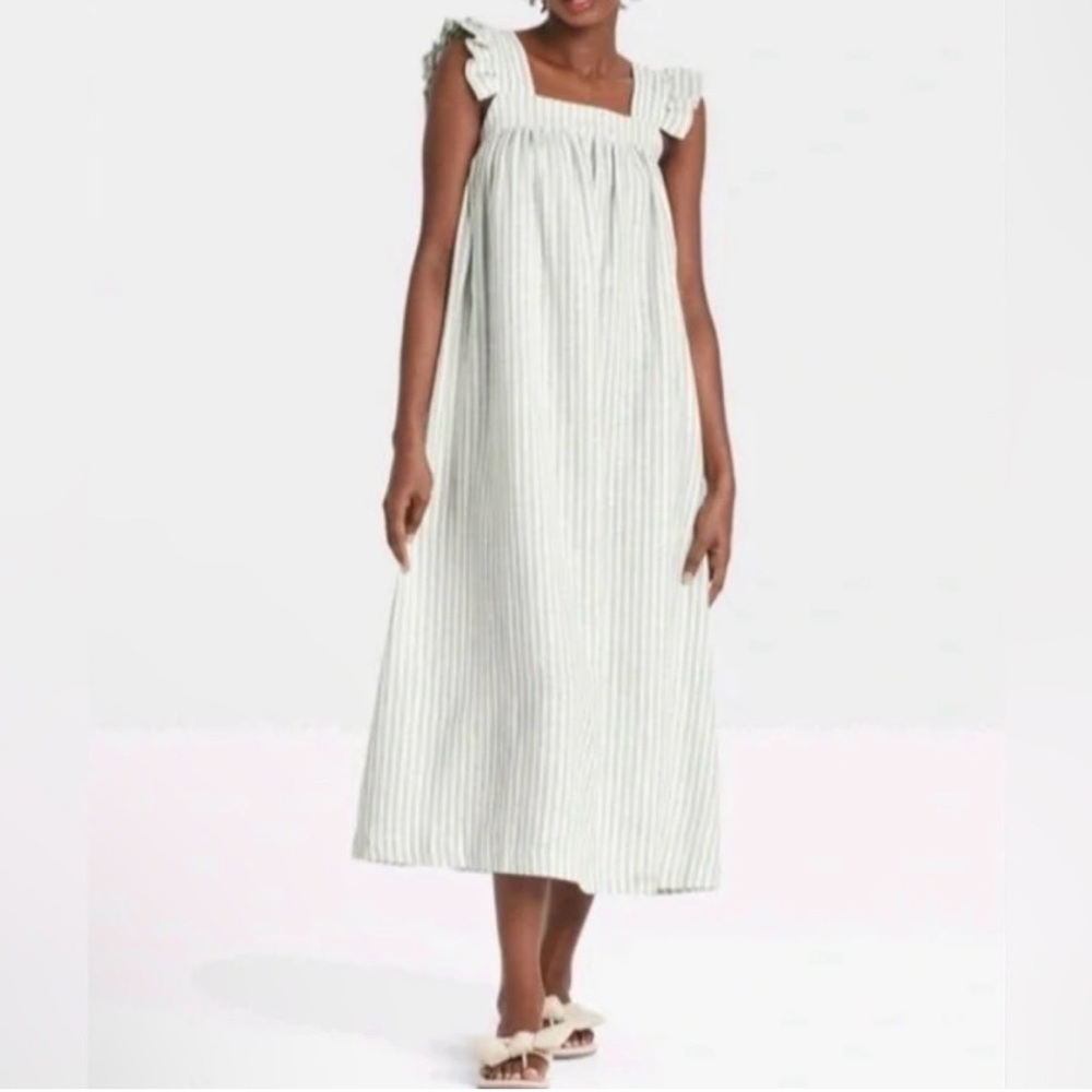 A New Day Striped Linen Nap Dress